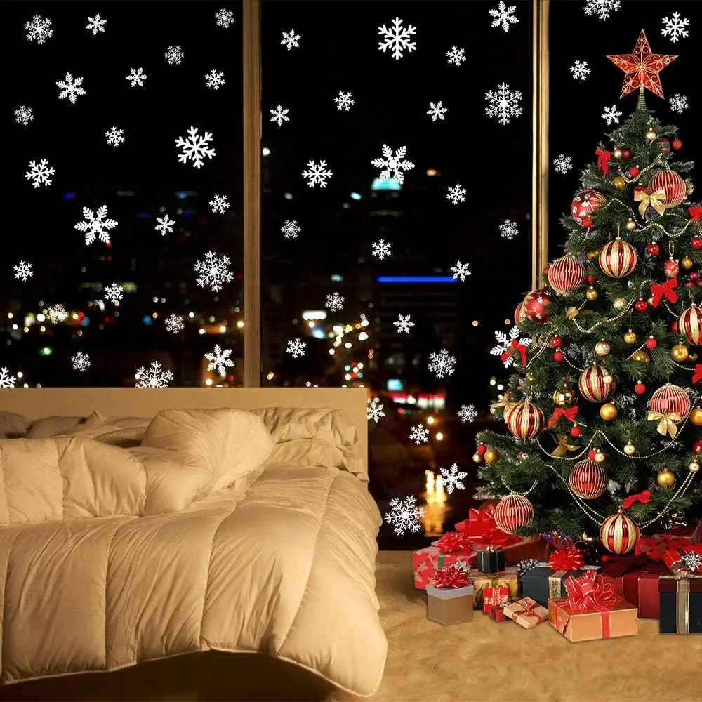 27Pcs Christmas Window Clings Snowflakes Window Decals Static Glass Stickers for Christmas Decorations Window Decor