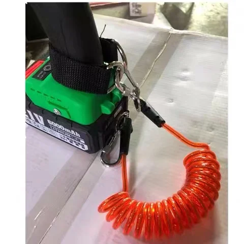 High Quality 5mm Thickness Plastic Quick Release Spiral Safety Tool Lanyard With Double 6*60 Swivel 304 Carabiner Details