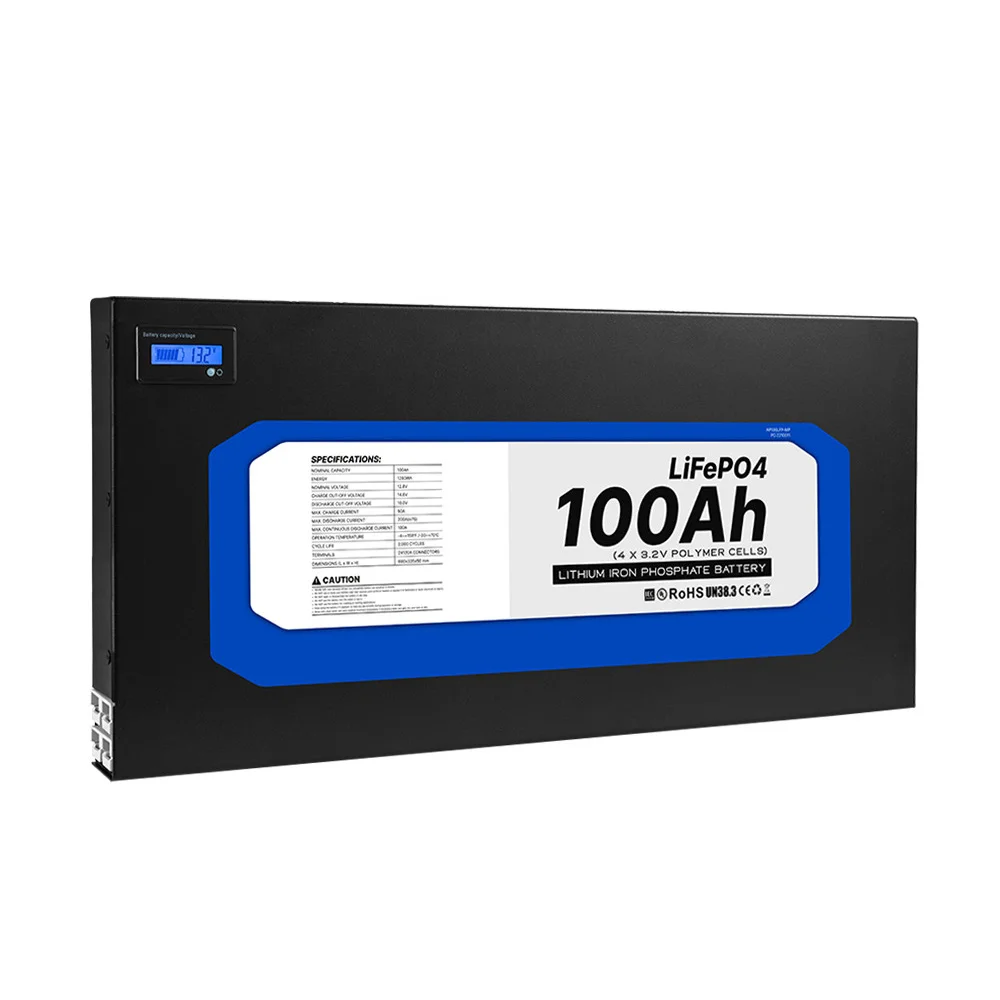 Ultra-thin Lightweight 12v 100ah Solar Battery Lifepo4 Lithium Polymer Battery Built In BMS For Boat RV Caranavs Camping