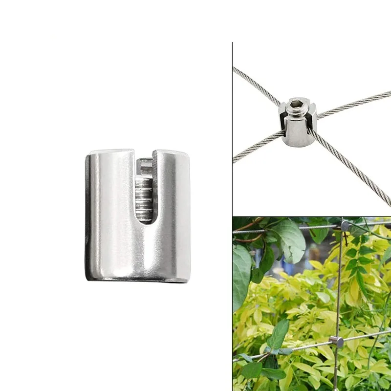 1/8 Clip Green Wall SS316 Stainless Steel Wire Rope Trellis Cross Cable Clamp