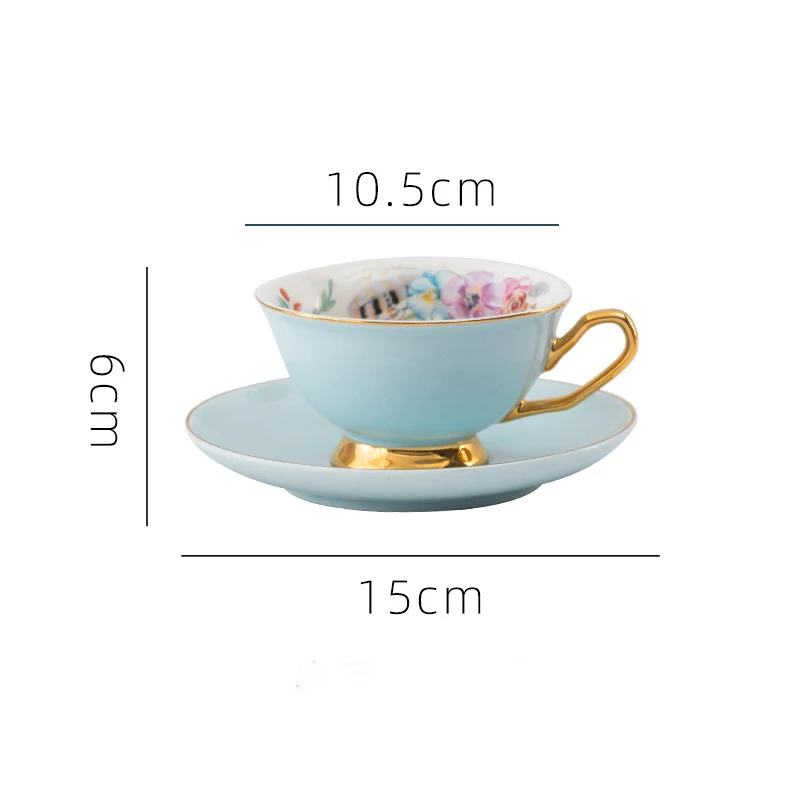 Luxury Chinese Porcelain Tea Cups Ceramic Fine China Blue Coffee Cup And Saucer Porcelain Coffee Cup