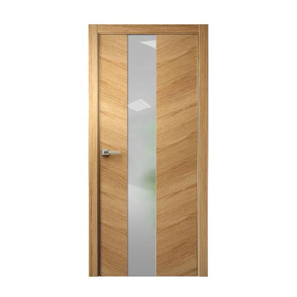 Custom Natural Oak Frosted Glass Door Modern Interior Wood Door