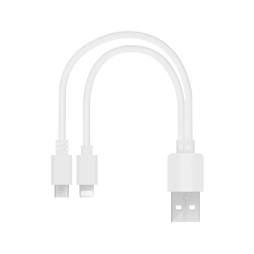 2 в 1 короткий USB-кабель тип А штекер к освещению и кабель micro USB 15 см нейлоновый Плетеный 3A Быстрый зарядный Android для iPhone