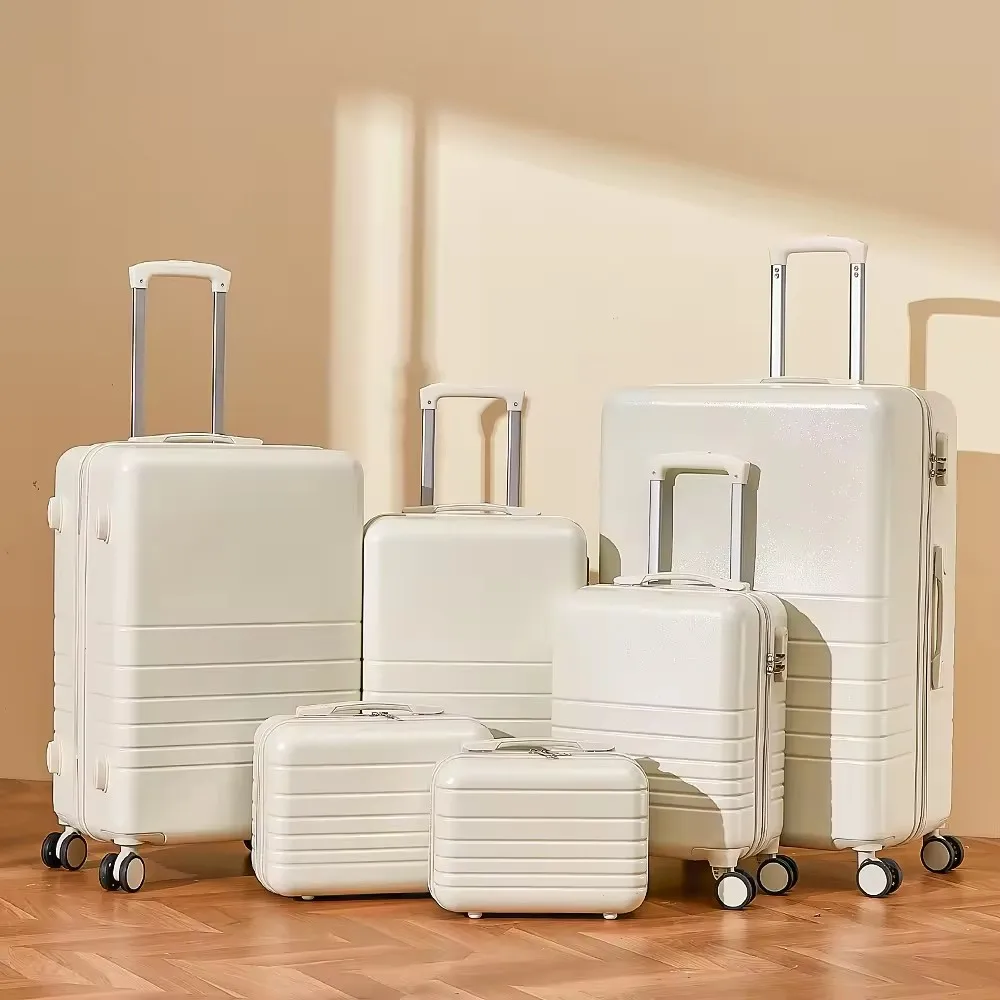 Customize Travel Trolley Case Luggage Bag ABS Hard Shell Lightweight Suitcase with lap top bag front opening luggage set
