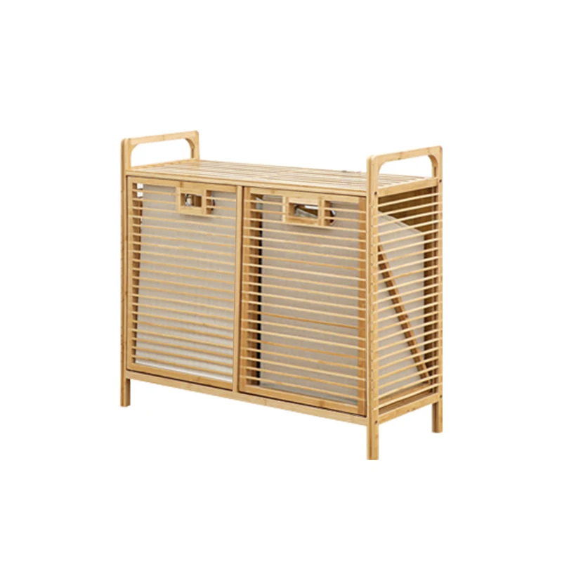 Bamboo organizer racks bathroom shelf  wooden  storage rack Dirty Clothes Basket in stock