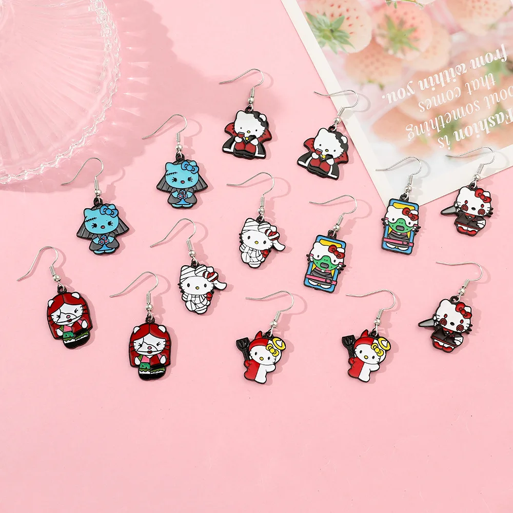 Новое поступление Kawaii Sanrio аниме серии мультфильмов HelloKitty креативные Серьги Подвески на заказ мягкие эмалированные серьги в наличии