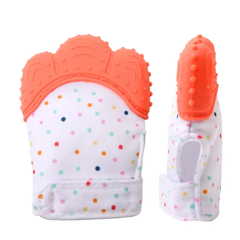 Silicone Baby Teether Toy Gloves Food Grade Soothing Mitten Teething Toys for Babies Infants Toddlers Anti-Dropping