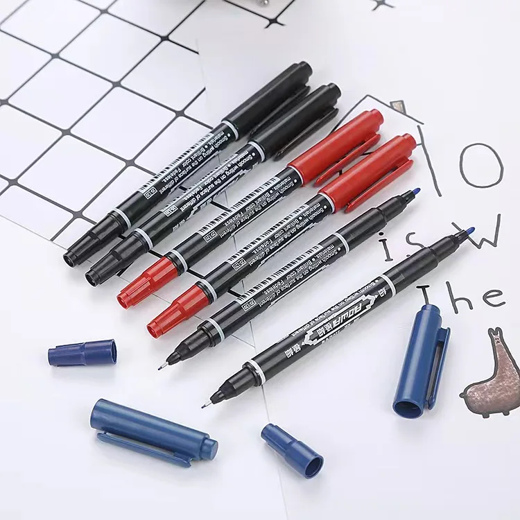 Extremely fine double-ended dual tips permanent marker pen for logistics marking use