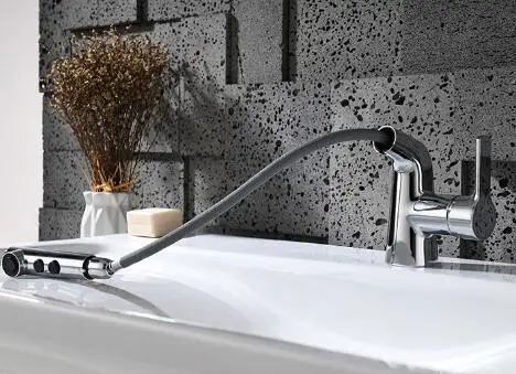 HOT SALE pull out modern basin faucet mixer tap with two way sprayer