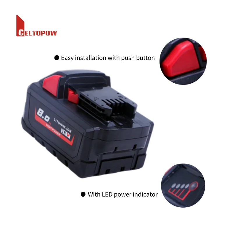 18V 8.0Ah High Capacity Li-Ion Rechargeable Battery Pack for MIL 48-11-1811 m18 Batteries