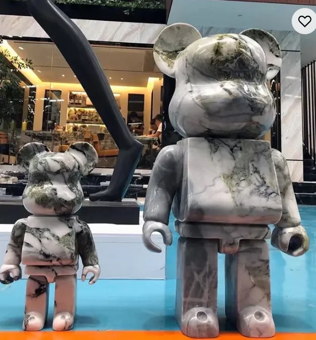 Natural marble stone bear sculpture black marble jade crystal bear sculpture crafts ornaments