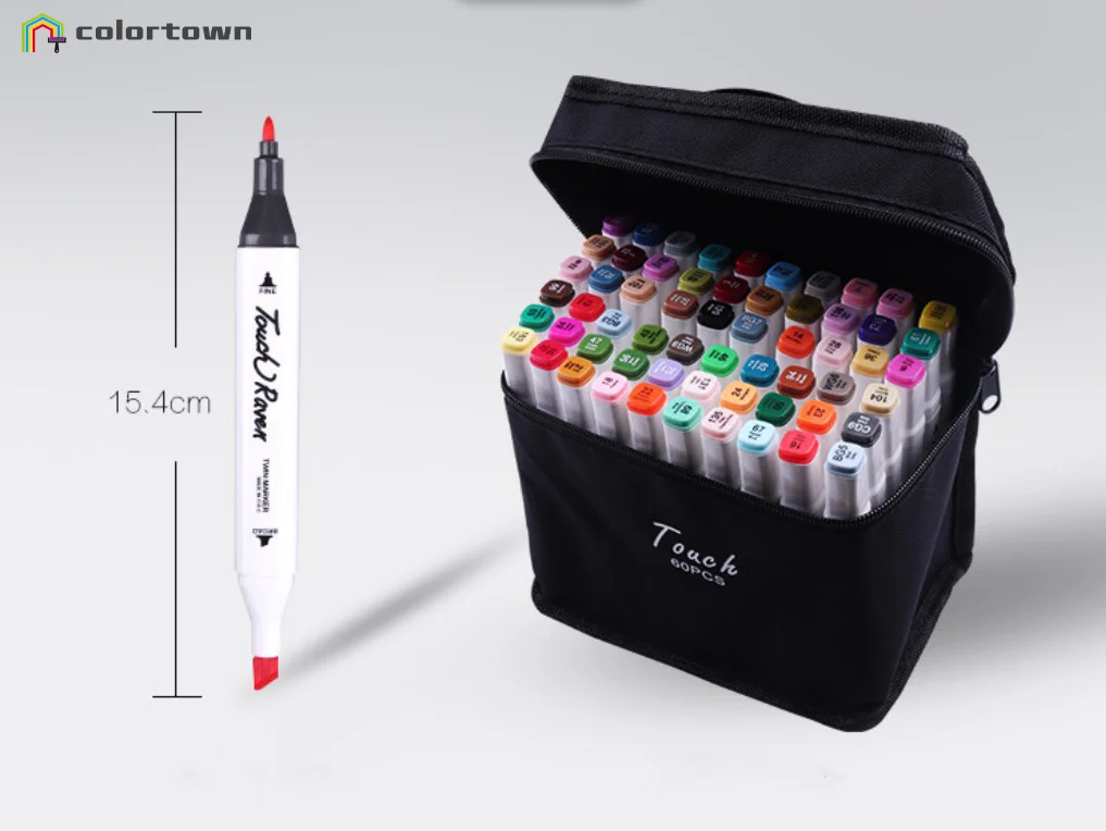 40pcs 60pcs 80pcs 168pcs Touch Raven professional dual tips alcoholic marker pen set custom OEM box art supplies
