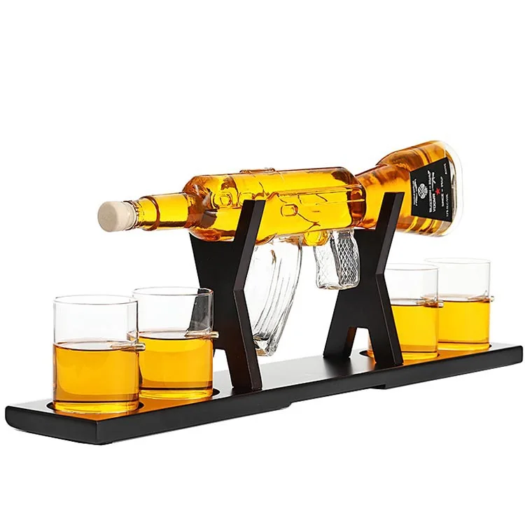 Amazon Best Selling Whiskey Tequila Brandy Glass Set Ak 47 Gun Glass Decanter Set