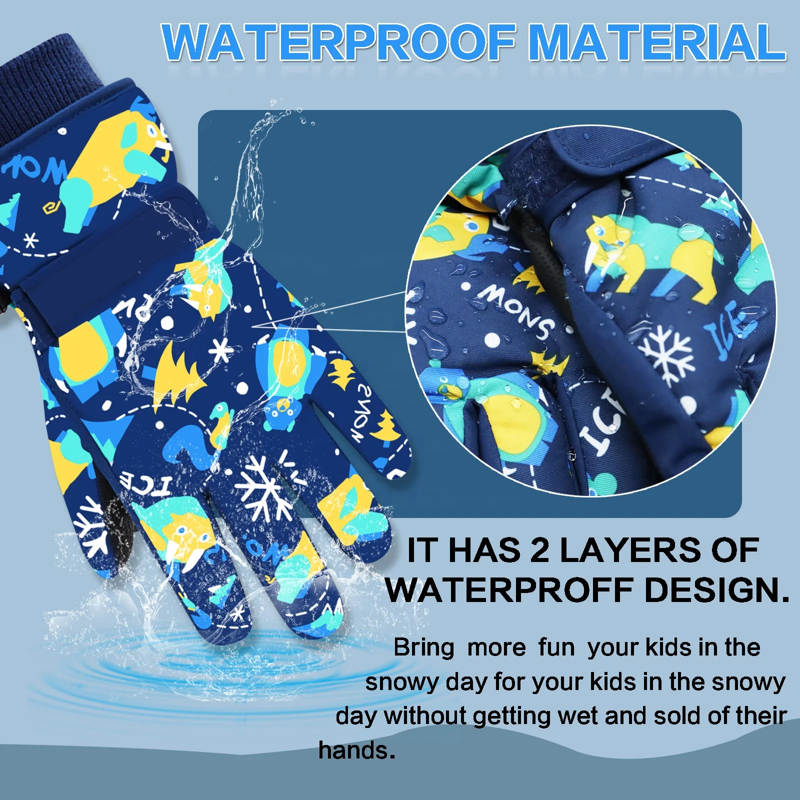 Factory New Arrival Waterproof Warm Winter Gloves KIDS For Outdoor Use Ice Skating Ski Gloves Winter