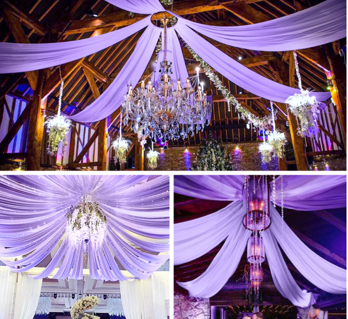 Customize Chiffon fabric  curtain event ceiling decorative backdrop drapes for Event wedding decoration