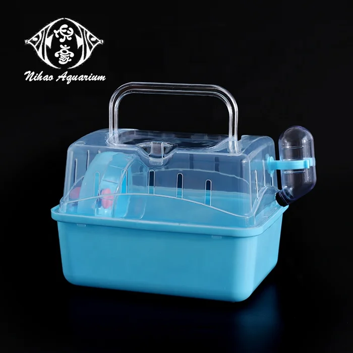 plastic transparent hamster box with handle acrylic pet cage