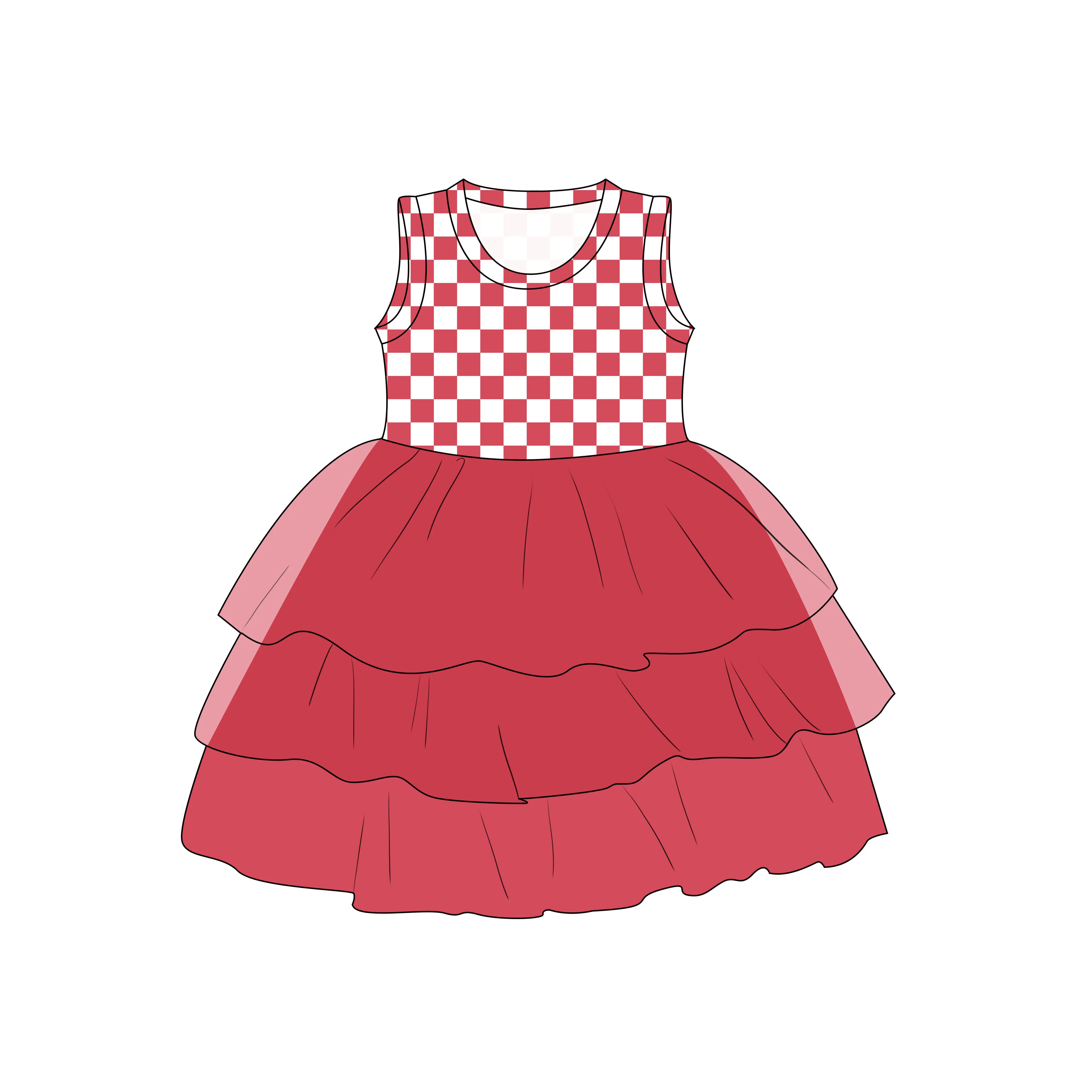 Cute Baby Girl Bamboo Viscose Dresses Plaid Dress Kids Custom Printed 3 layers Tulle Tutu Dress