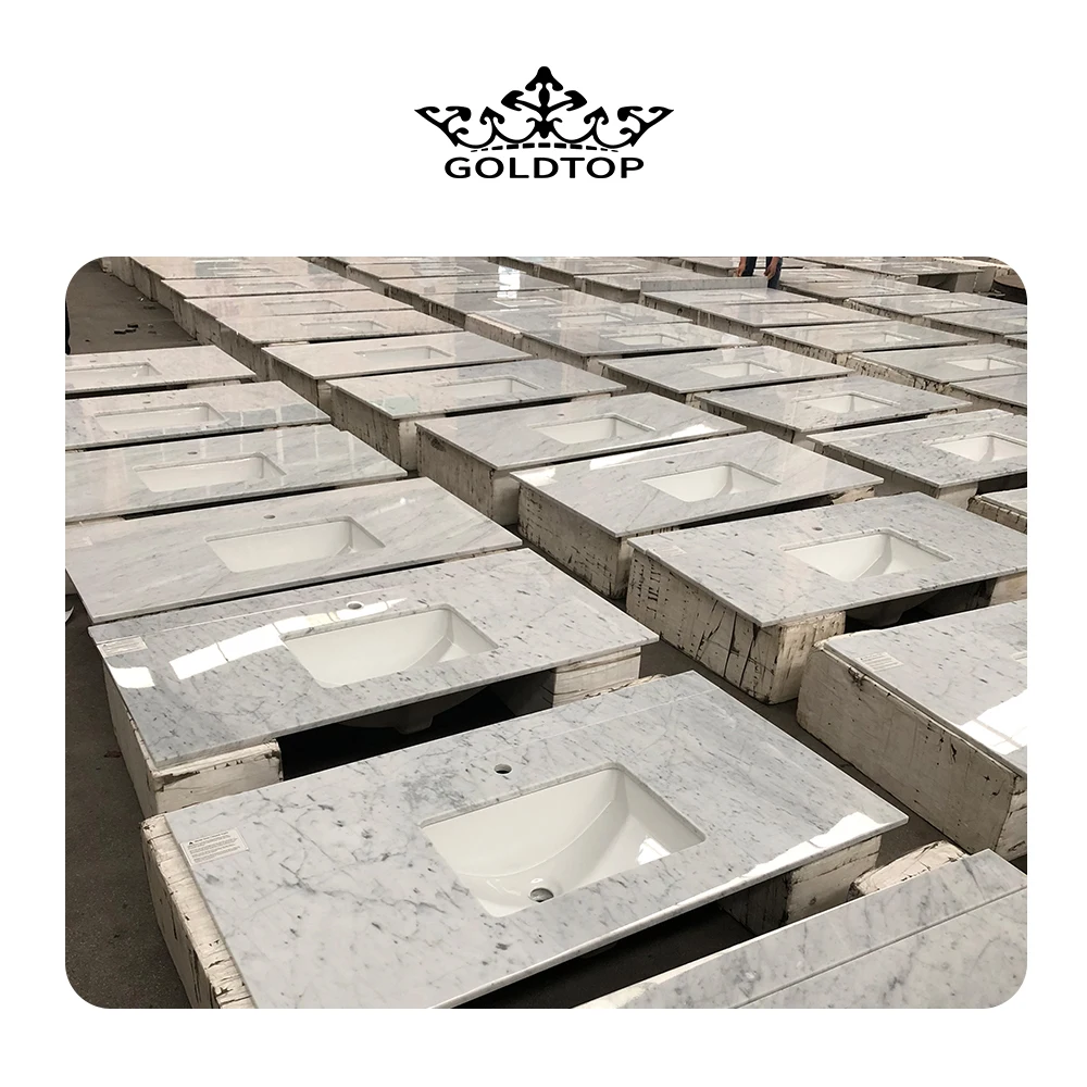 GOLDTOP OEM/ODM Marmore Wholesale Glossy Carrara White Marble Slabs for Floor Tiles and Kitchen Countertops