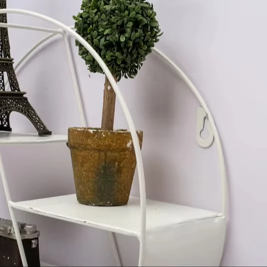 Wrought Iron Storage Basket Round Wall Shelf Brackets Floating Shelves Metal Hanging Shelf For Bathroom