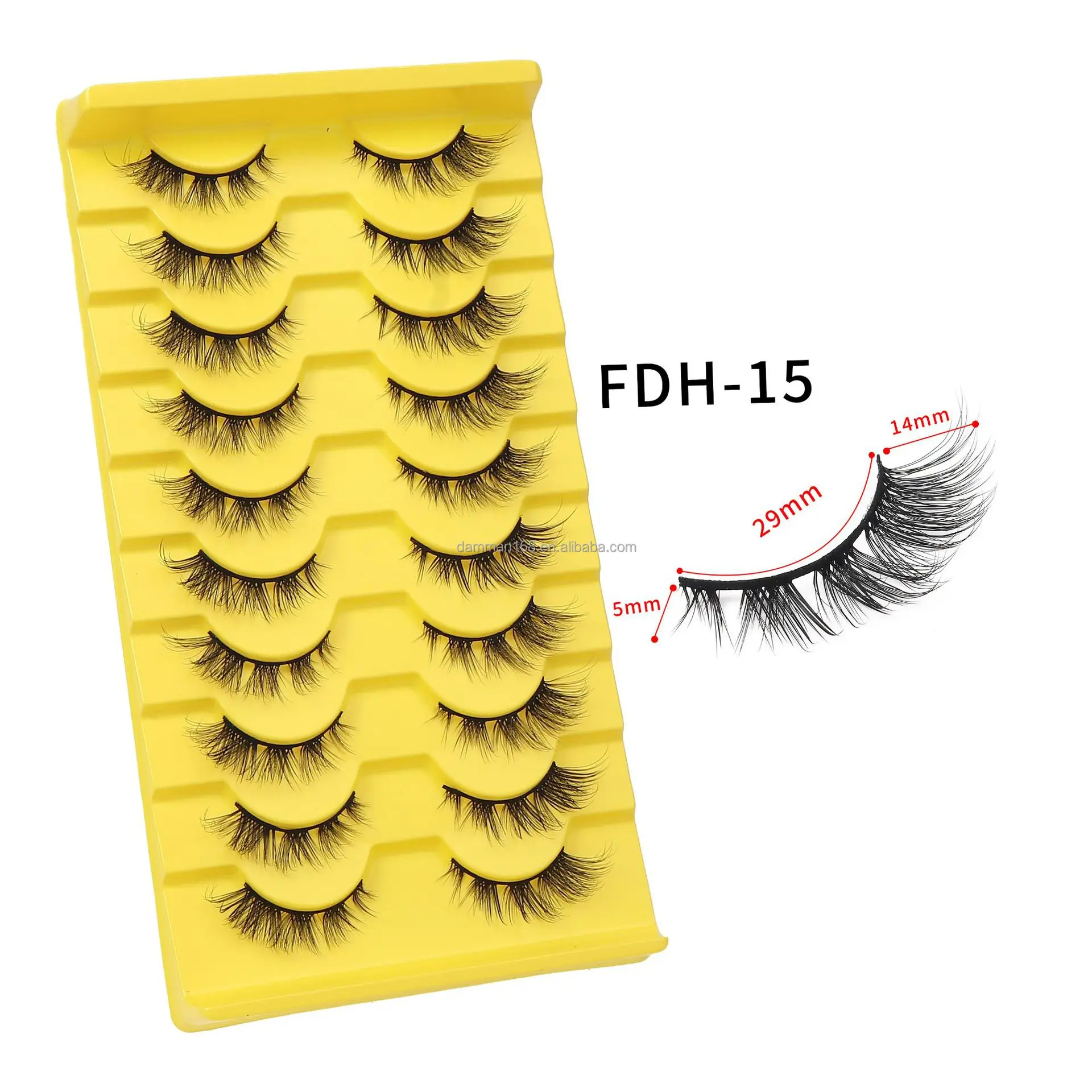Private Label Factory Supply Eyelash OEM Soft Silk Faux Mink Lash 10 Pairs Full Strip Eyelash