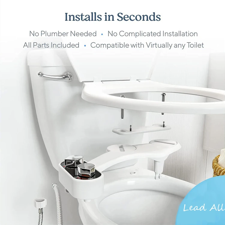 Hot and Cold Water Easy Setup Non-Electric Mechanical Buttler Bidet Toilet Attachment Self-Cleaning Nozzle & Adjustable Pressure