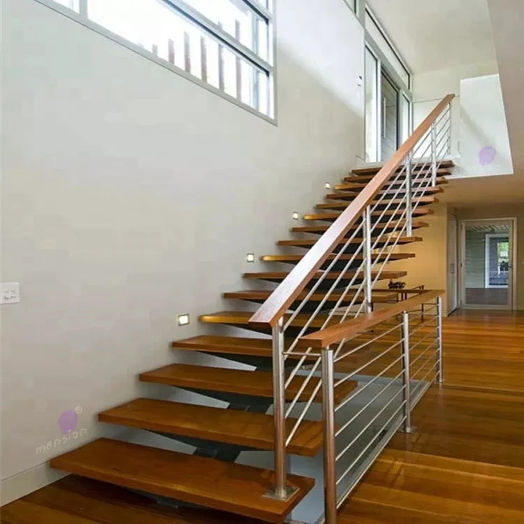 molded casting steel space timber straight stair case staircase floating galvanized oak