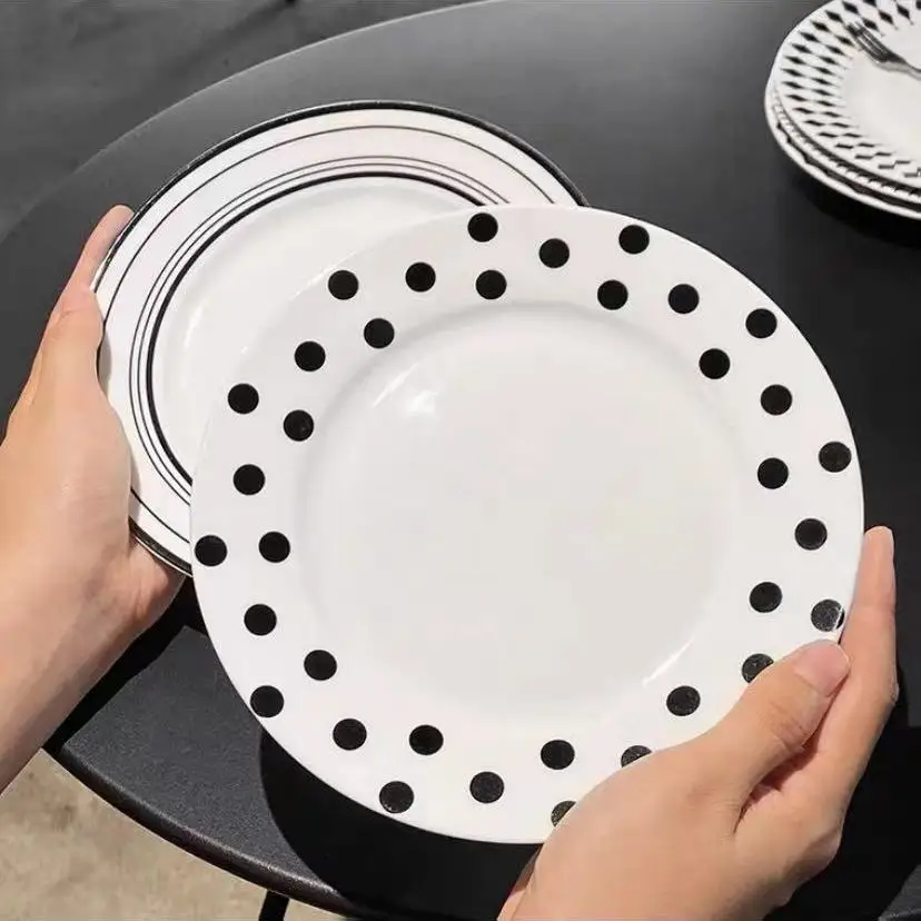 Hot sale Porcelain Plates Ceramic Plate Dot Design Tableware Dish for Restaurant Wedding Party Dessert Plate