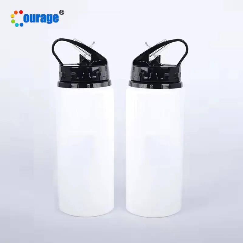 white body kids sublimation aluminum water bottle 600ml with straw