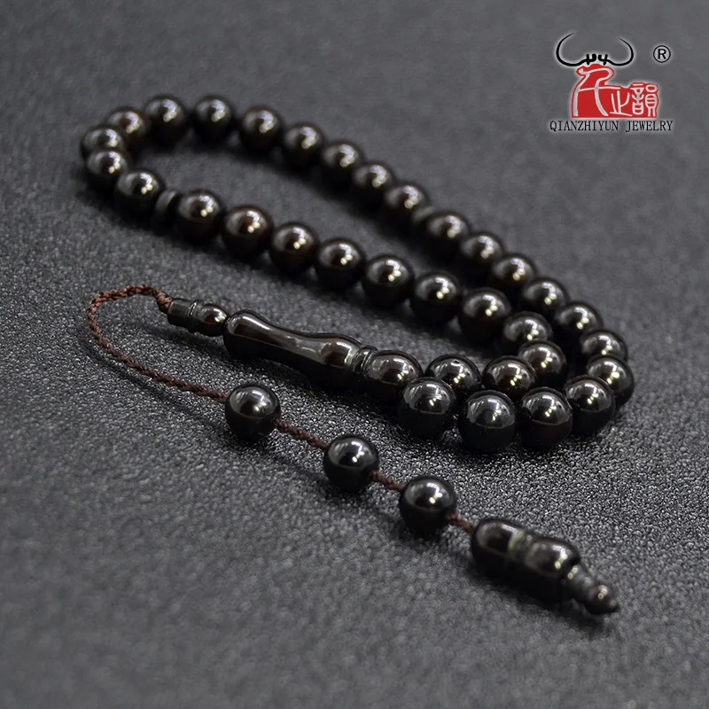 MSL-005 Handmade High Quality Rosary Bead 33 Prayer Beads Natural Palm Fruit Kuka Dyed Black Bracelet Muslim Islam Tasbih