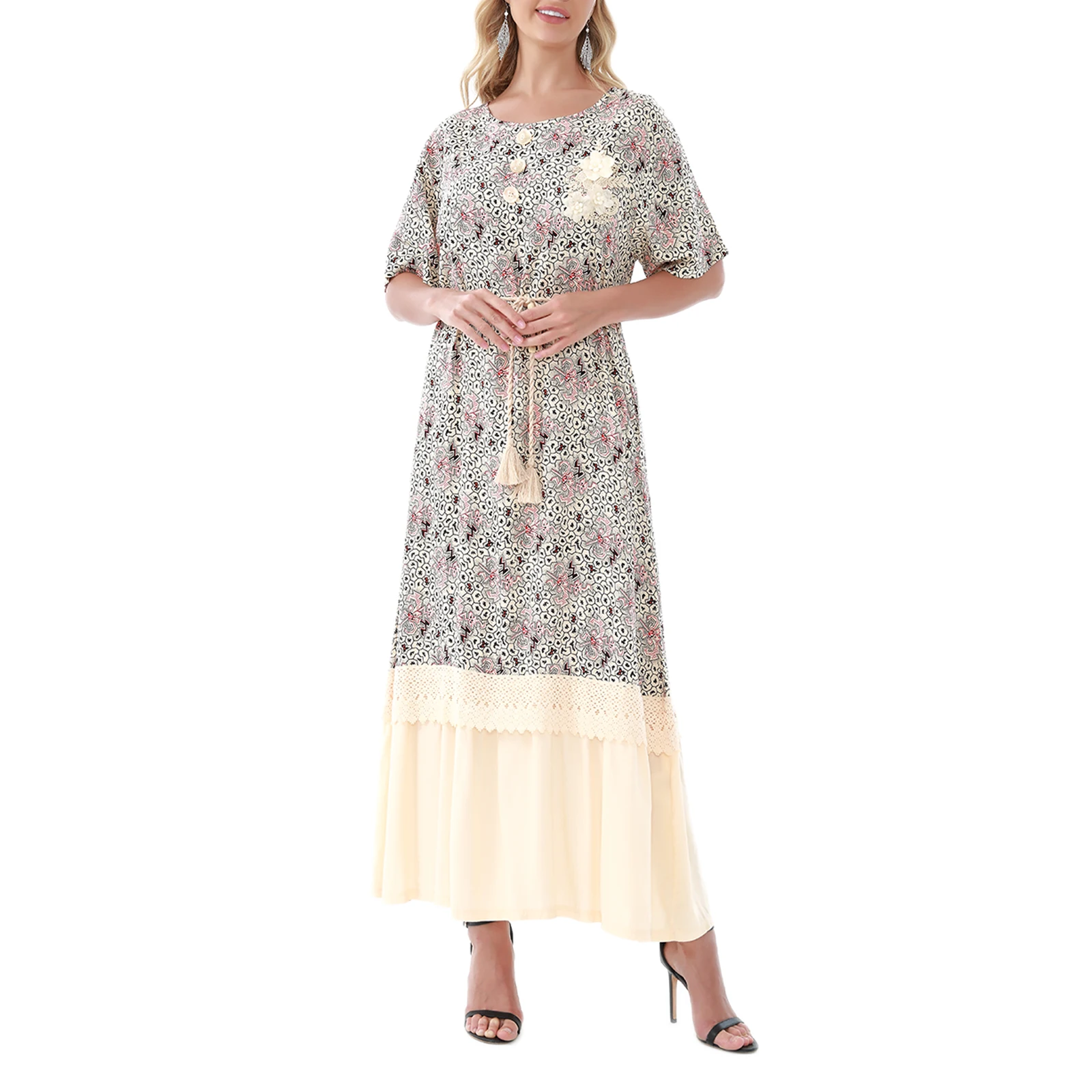 Factory Wholesale Mid East Libya Abaya Arabian Islamic Clothing Summer Lady Maxi Gown Women Muslim Rayon Dress