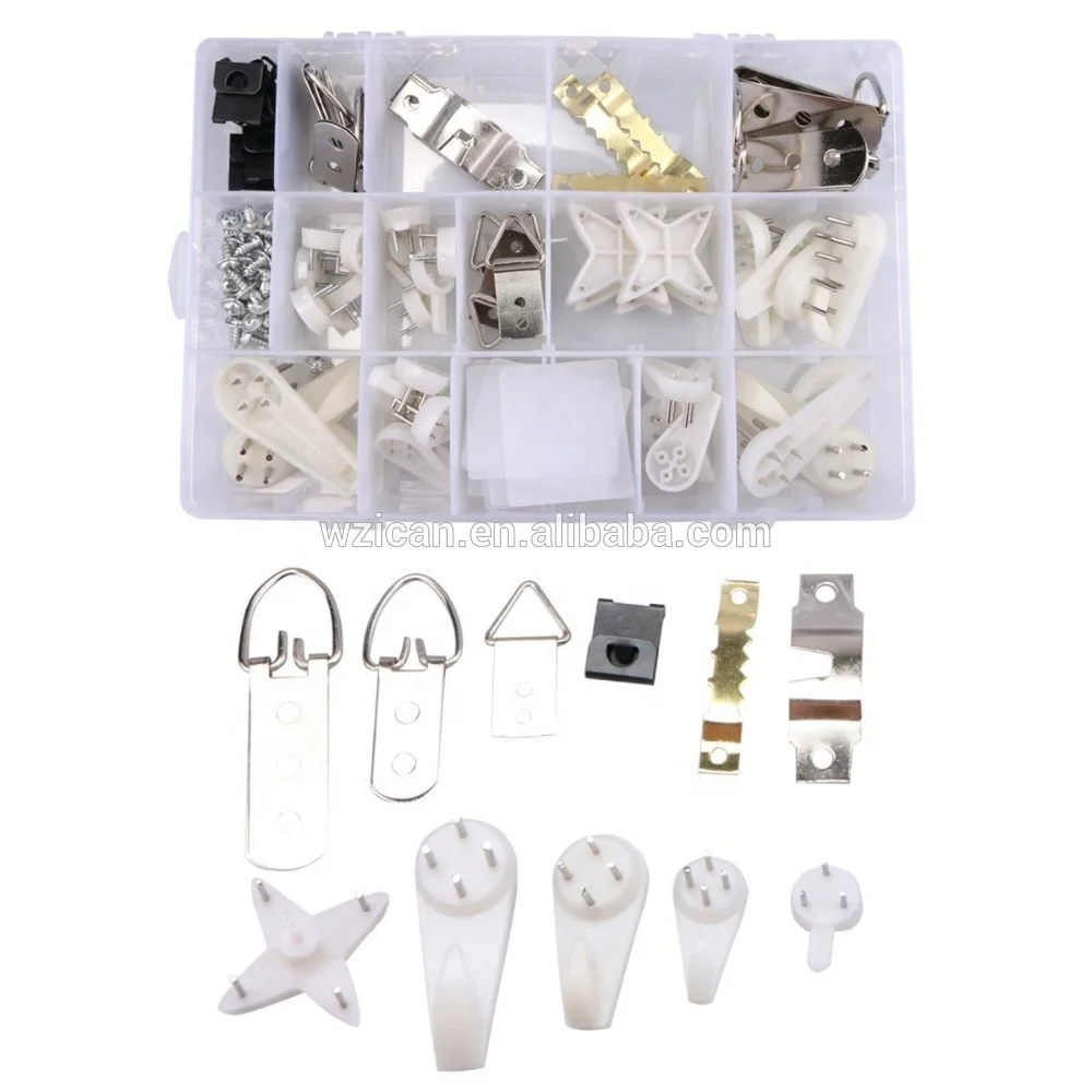 90 шт Не оставляющий следов жесткой конструкции гипсокартона крепежных крючка для картин, часы вешалка Ассортимент Комплект