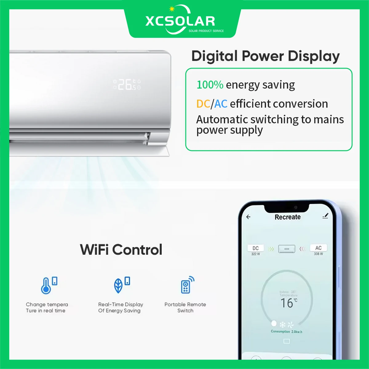 Cheap Price 12000 BTU Hybrid Split Solar Air Conditioner For Home Inverter Solar AC DC Hybrid Air Conditioner With MPPT