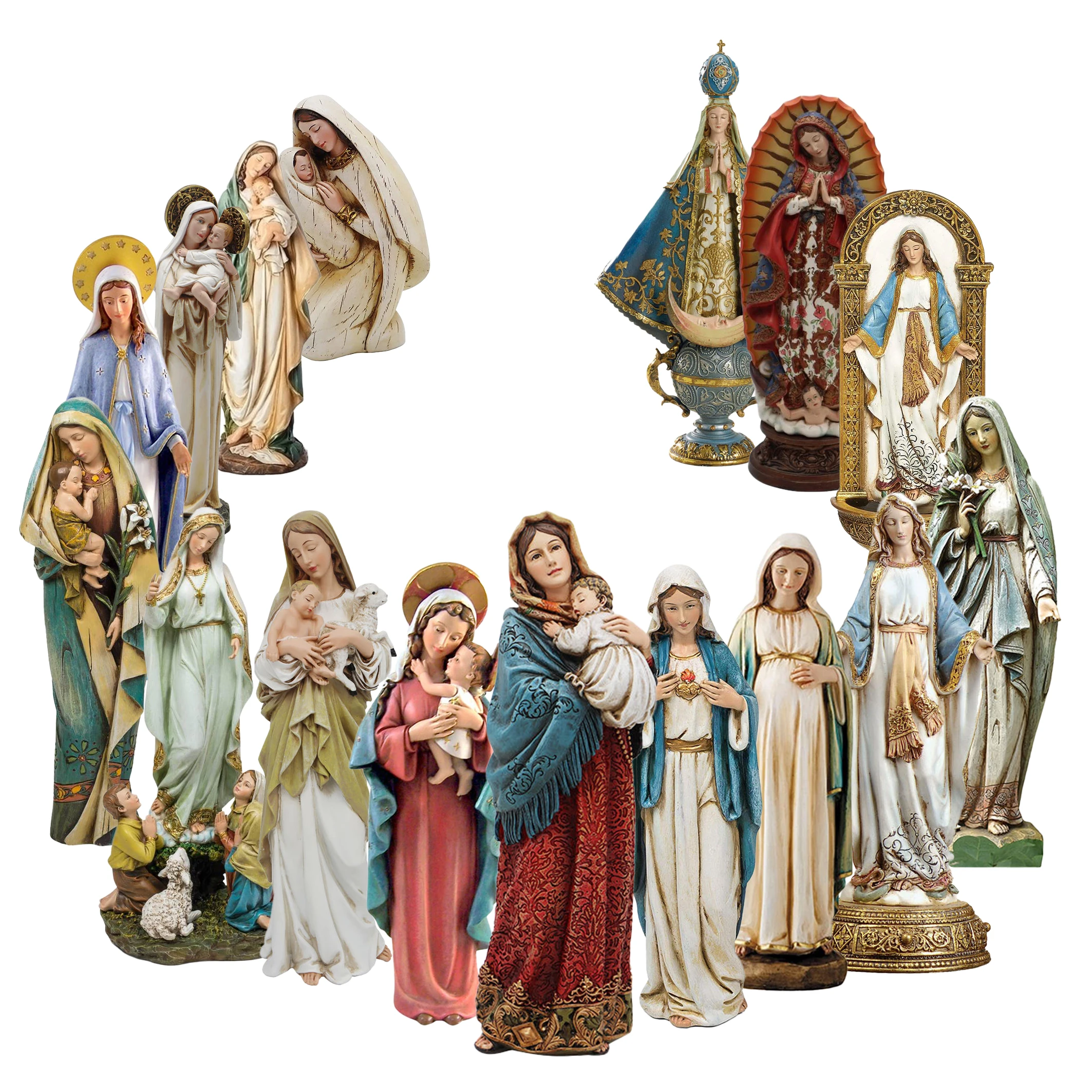 Оптовая продажа католическое христианство jesus virgin mary St. judas сувенир из смолы для крещения статуя Девы Марии католические религиозные предметы