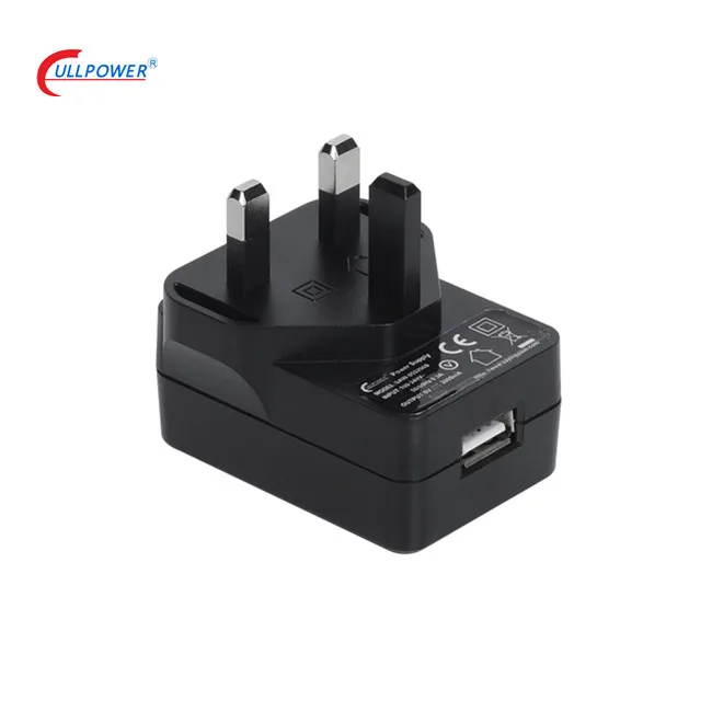 IEC61558 CE UKCA certificates  5V 2A UK plug switching power adapter with 1.5M cable 5.5x2.1mm DC pin