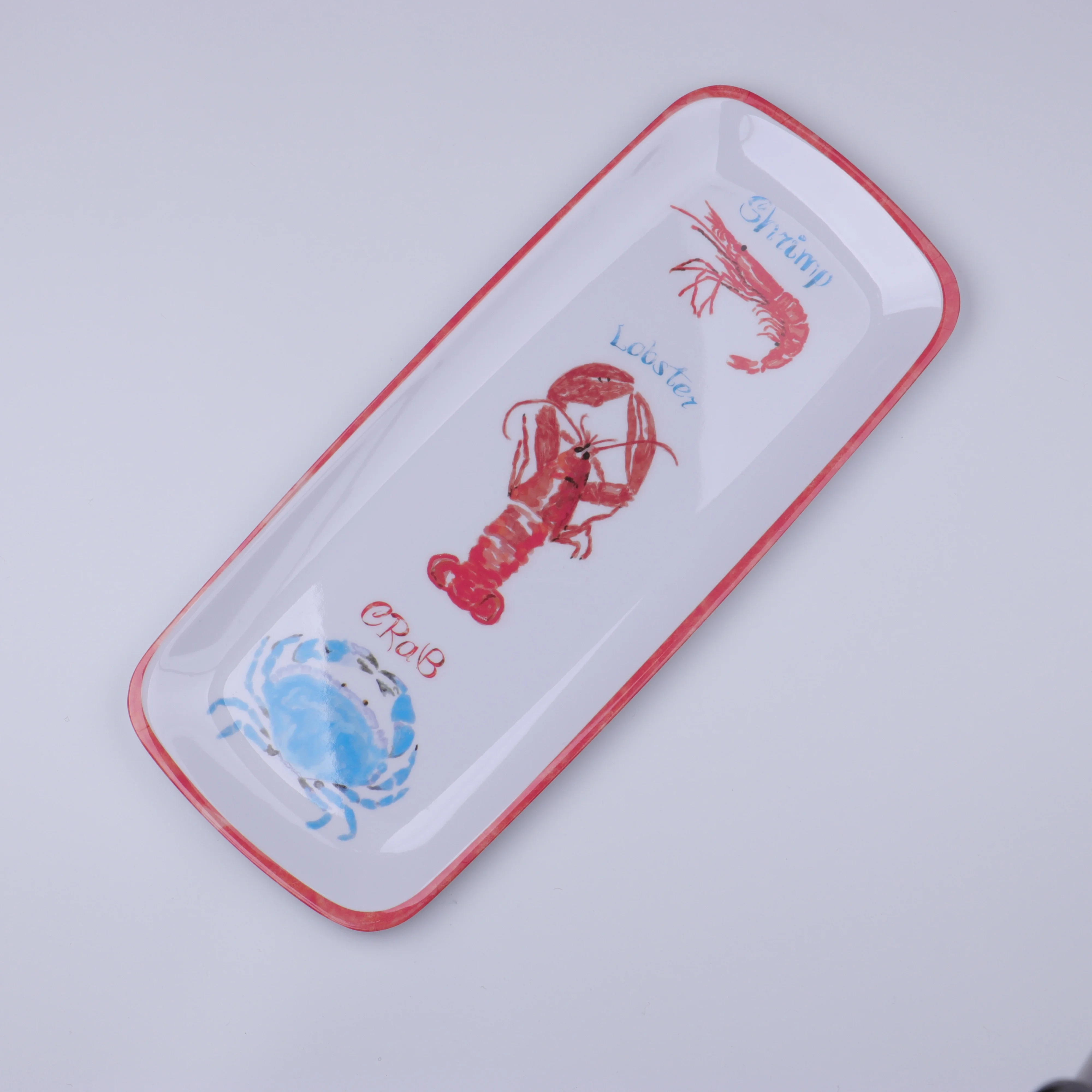 New Design Modern simple pattern  Ocean Scene Print Long Melamine Food Tray