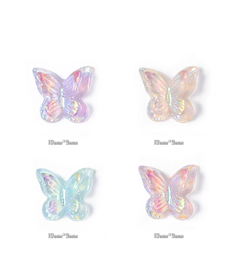 ND896 10pcs Double Crystal Butterfly Design 3D Nail Charms Resin Manicure Jewelry Accessories For Nail Art Decoration