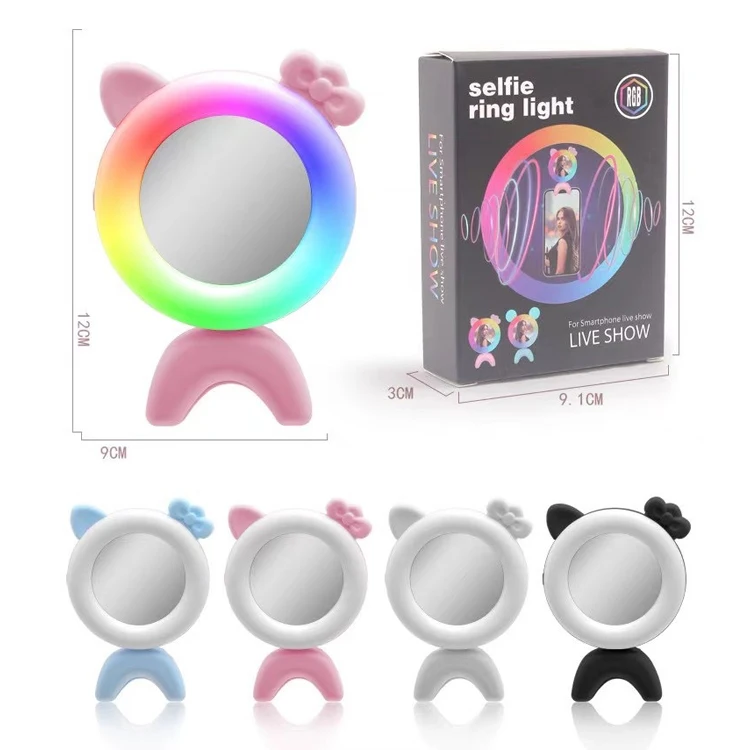RGB Ring Light Mini LED Mirror Camera Phone Photography Selfie Light