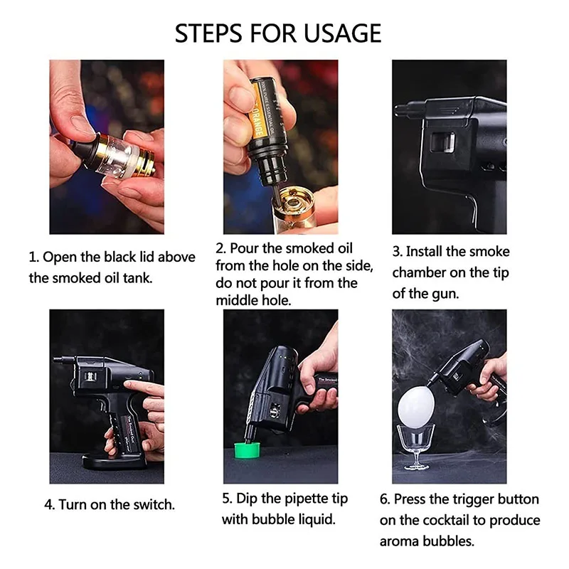 Premium Smoking Gun Bubble Cocktail Portable Handheld Cold Smoking Gun Flavor Blaster Electric Smoker