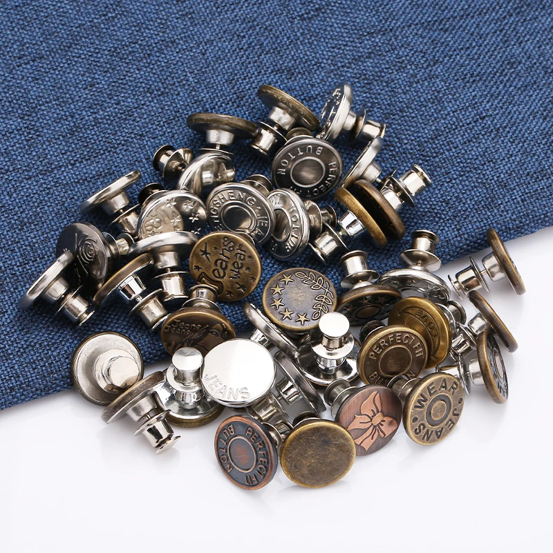 DIY no-sew metal Jean buttons Replacement Removable Adjustable Buttons