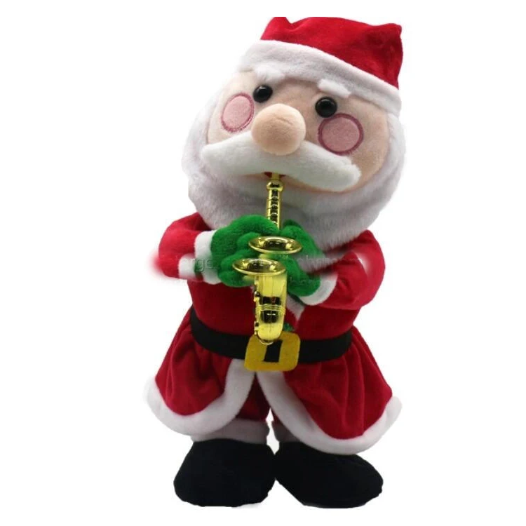Hot sale christmas new gift music toy santa claus doll singing christmas decorations for home wholesale christmas plush toys