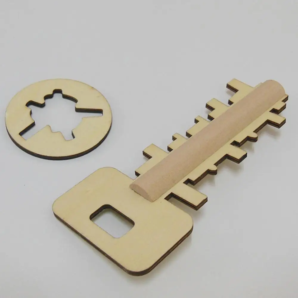 children Funny kong Ming Lock Toys Wooden Toy Unlock Puzzle Key Intellectual Educational Stress Release Kids Jigsaw