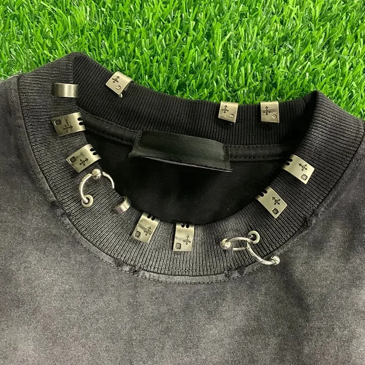 custom Heavyweight 300 gsm Acid Washed Cotton T-Shirt Oversized Jersey Casual Vintage distressed plain t shirt for men