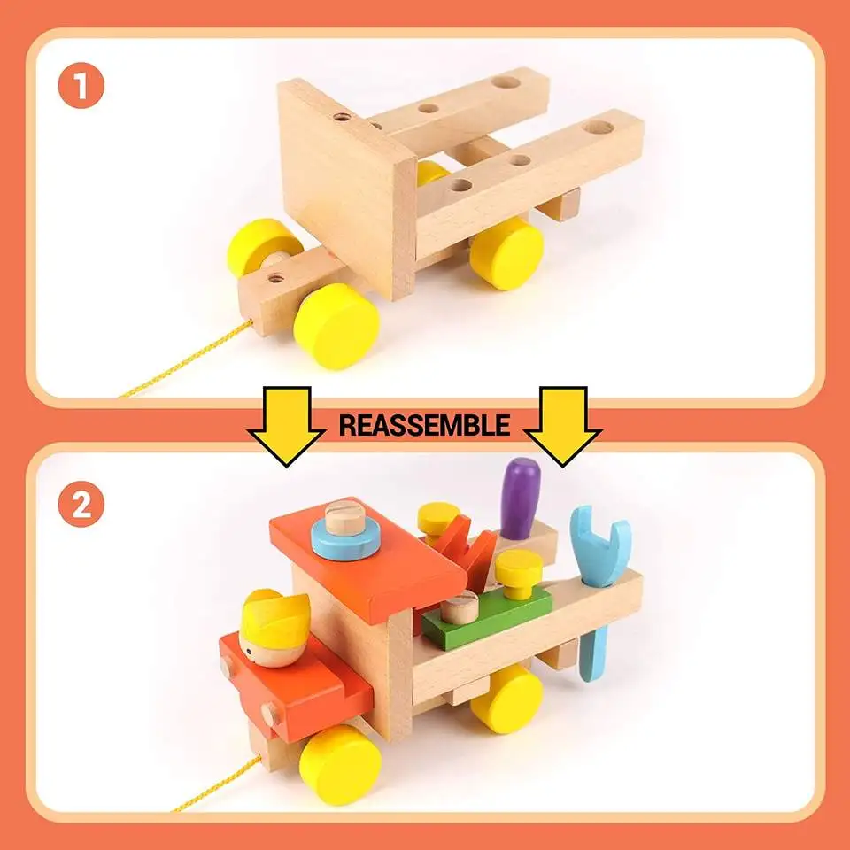Wholesale organic wooden educational toys wood car wooden engineering toy cars