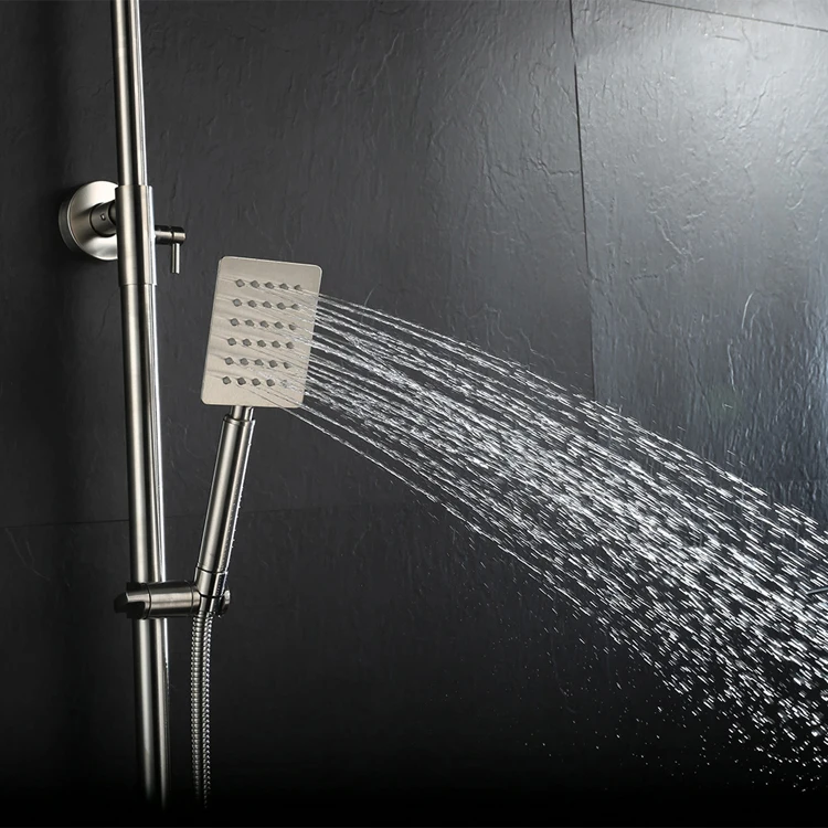 Europe Modern Bathroom Wall Mounted Exposed Chrome SUS Shower Column Water Mixer Tap Set