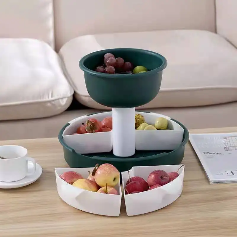 Multi-layer rotating hot pot drain basket creative assortment multifunctional combination fruit and vegetable plate household ga