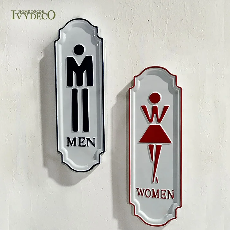 IVYDECO Oval Toilet Bathroom Sign 100% Iron Female and Female Signageign Metal Male Restroom Signs