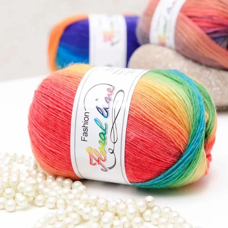 Rainbow Color Thick Warm DIY Crochet Knitting Hand-woven Milk Soft Baby Cotton Crochet yarn