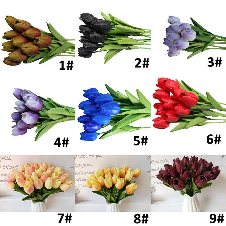 F18089 Wholesale PU artificial tulip flowers for wedding table centerpiece and home decorations 35cm tall  23 colors