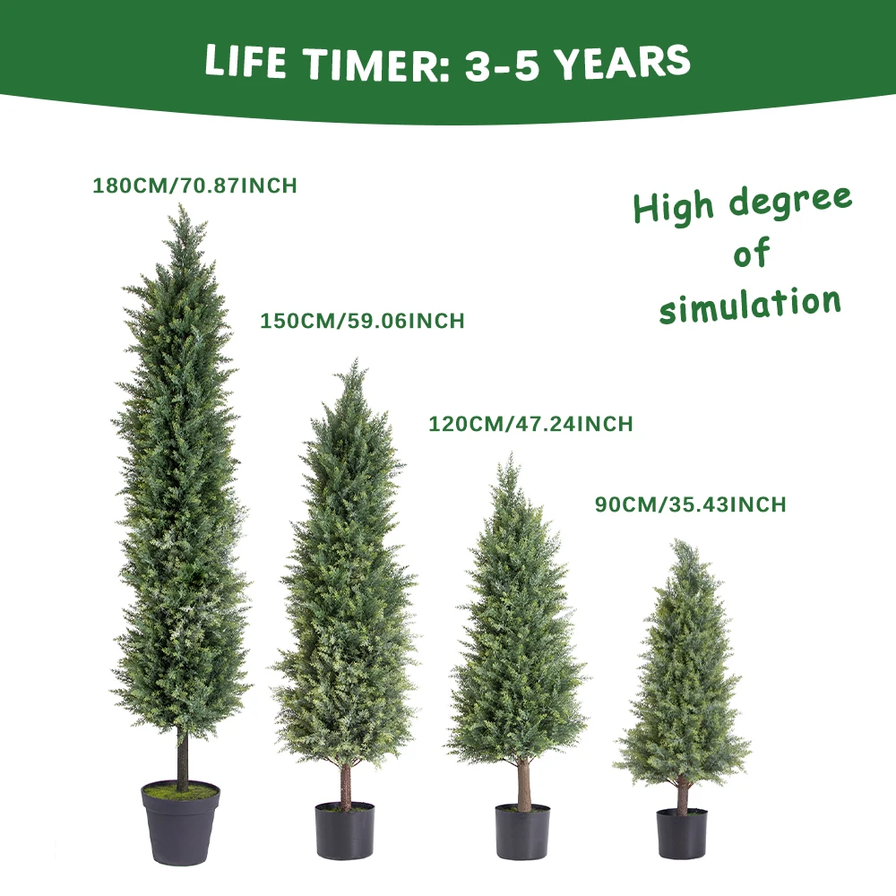 PZ-1-130 Faked Potted Tree Topiary Green Pine Artificial Plant Bonsai Artificial Tree for Home Indoor Front Porch Decor