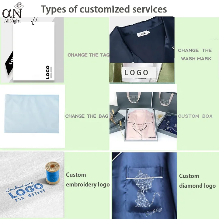 New Solid Color Custom Mature Women Silk Nighty Sleepwear Women Casual Long Pants Feathers Decoration Women Lng Sleeve Tops